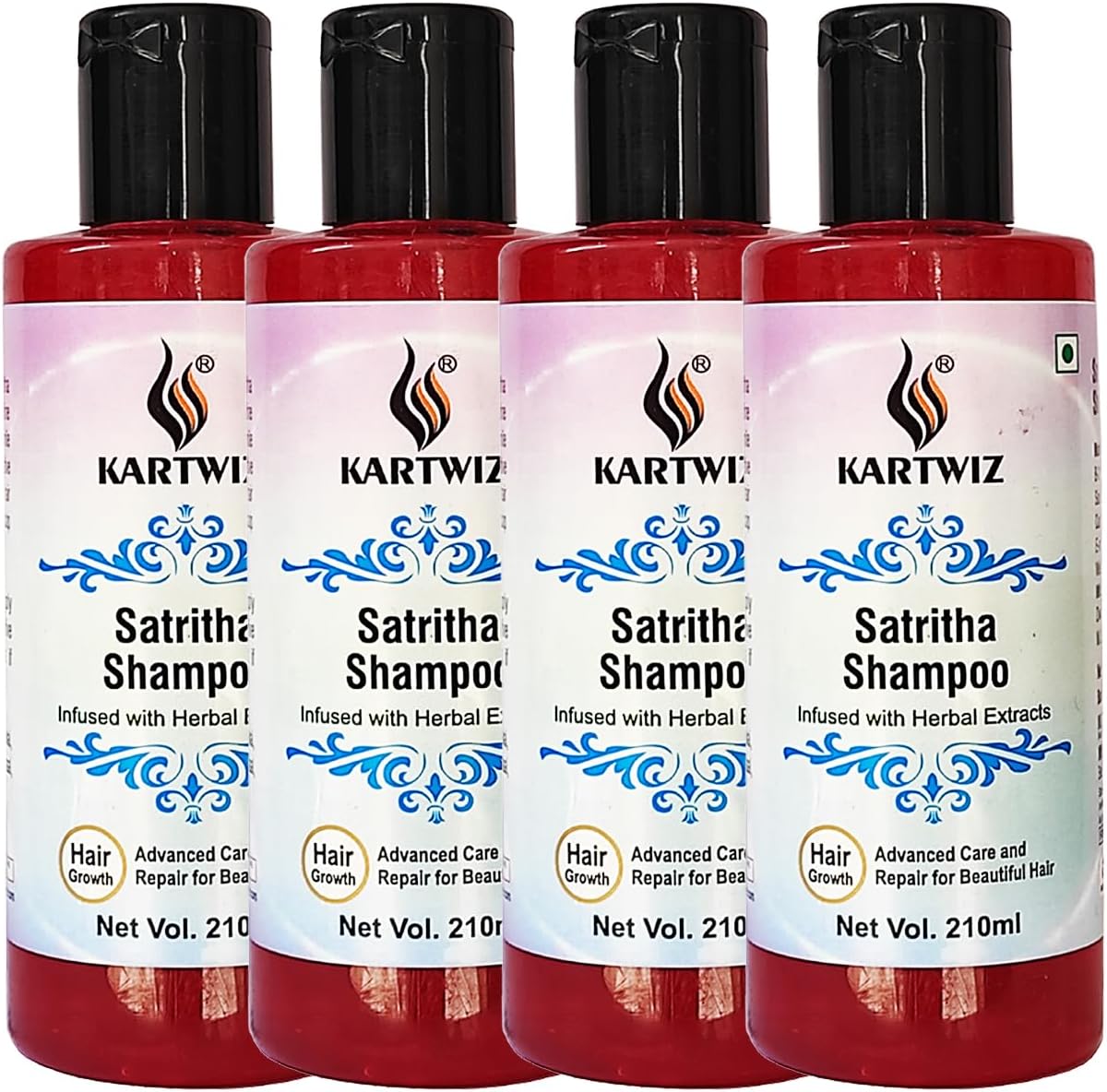 KARTWIZHerbal Satritha Shampoo For Hairfall Control |Damaged Hair| 210ML ||Pack Of 4