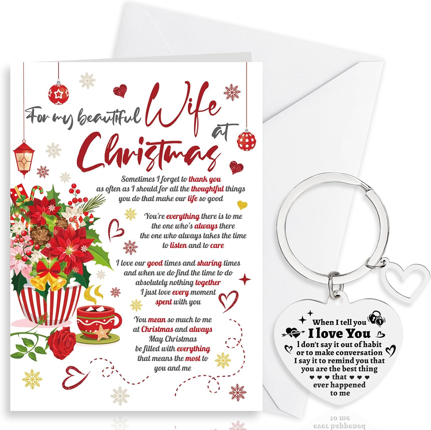 HOWAF Wife Christmas Card, Merry Christmas Card Wife Xmas Card Christmas Card for Wife Christmas