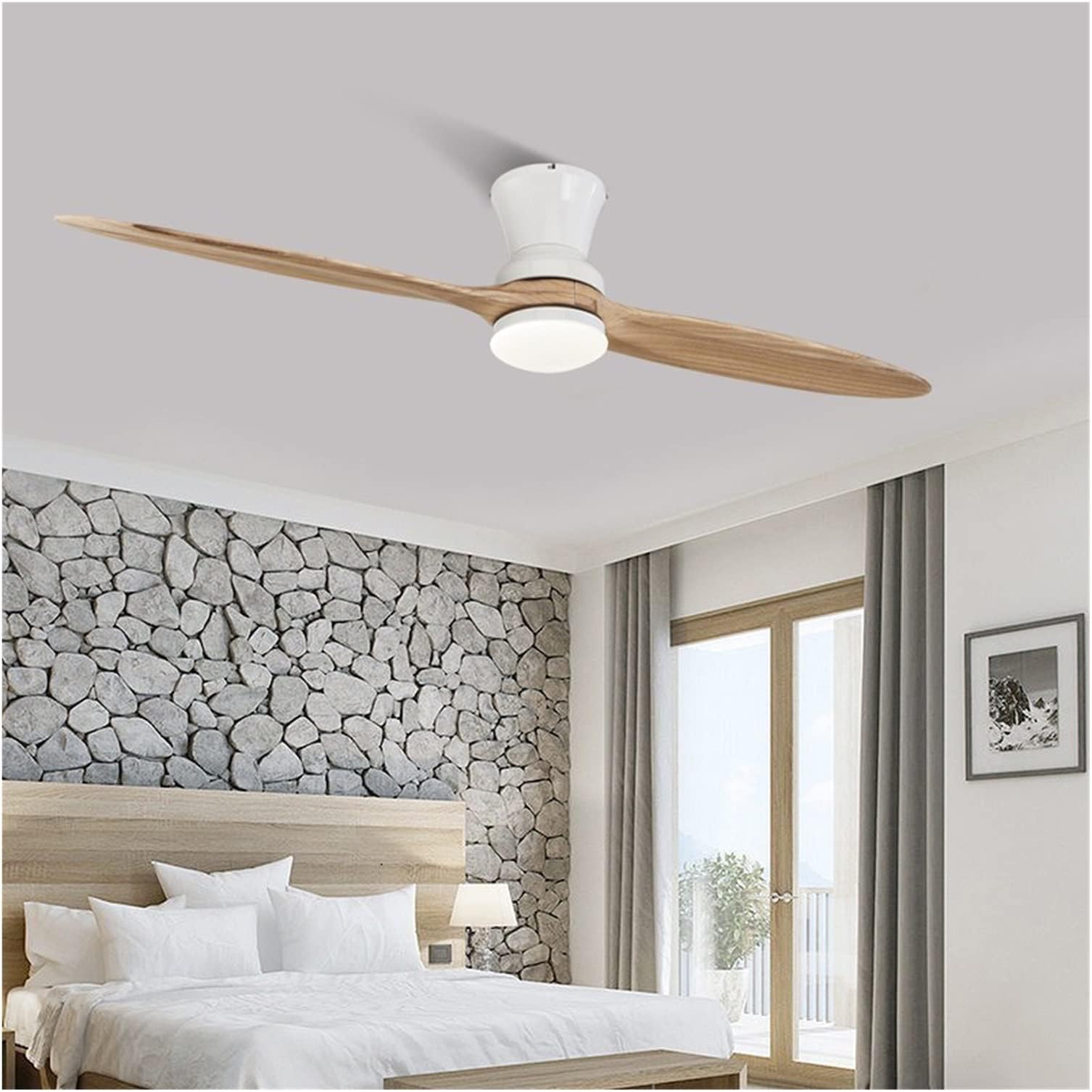 Village Industrial Wooden Ceiling Fan with Lights Wood Ceiling Fans Without Light Decorative Ceiling Light Fan Lamp (Color : D, Size : 180-240V)