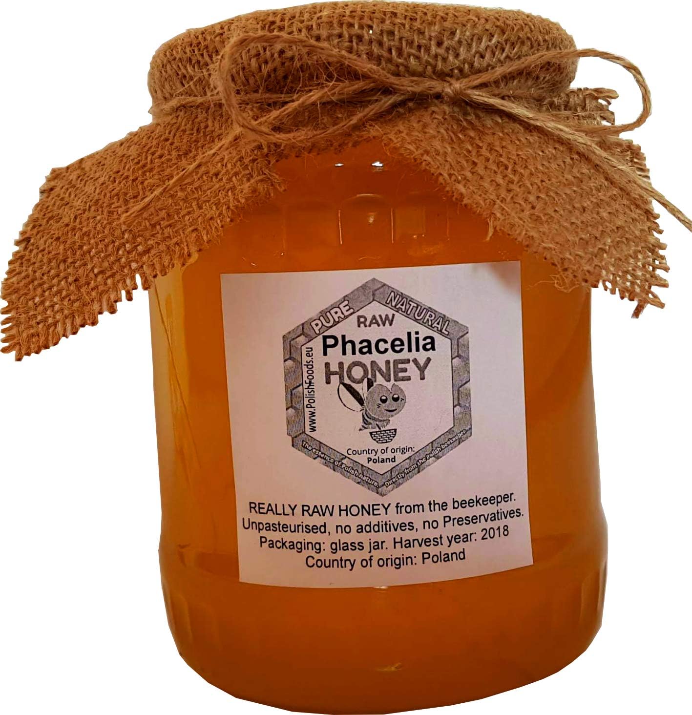 Phacelia Honey Directly from Polish Beekeeper in Glass jar. Fresh 2018. Absolutely Pure, Raw, Natural, Unpasteurized from Poland.1 kg. Miod pszczeli.