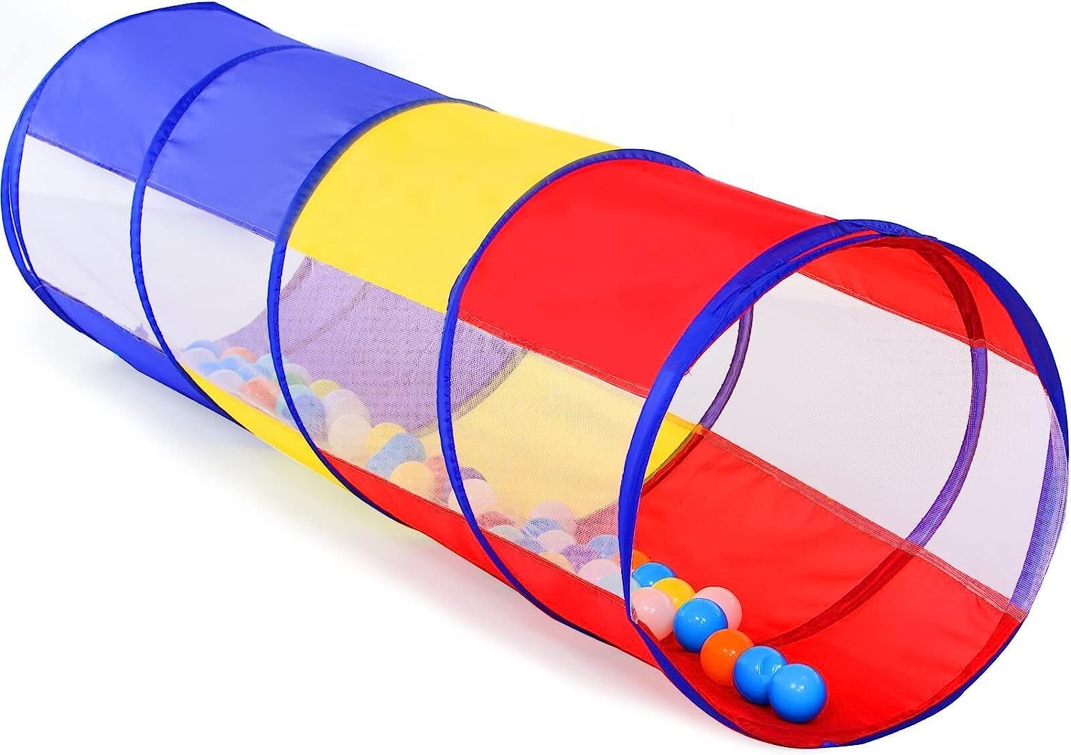 BabyGo 99 Cm Tunnel Tent for Kids, Foldable Outdoor Tunnel for Toddlers,Girls and Boys, Pop-Up Activity Toys (Balls Not Included)(Rainbow Color), Tunnel Theme