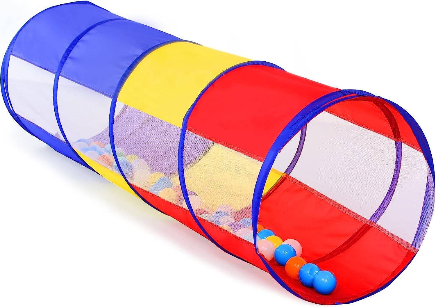 BabyGo 99 Cm Tunnel Tent for Kids, Foldable Outdoor Tunnel for Toddlers,Girls and Boys, Pop-Up Activity Toys (Balls Not Included)(Rainbow Color), Tunnel Theme
