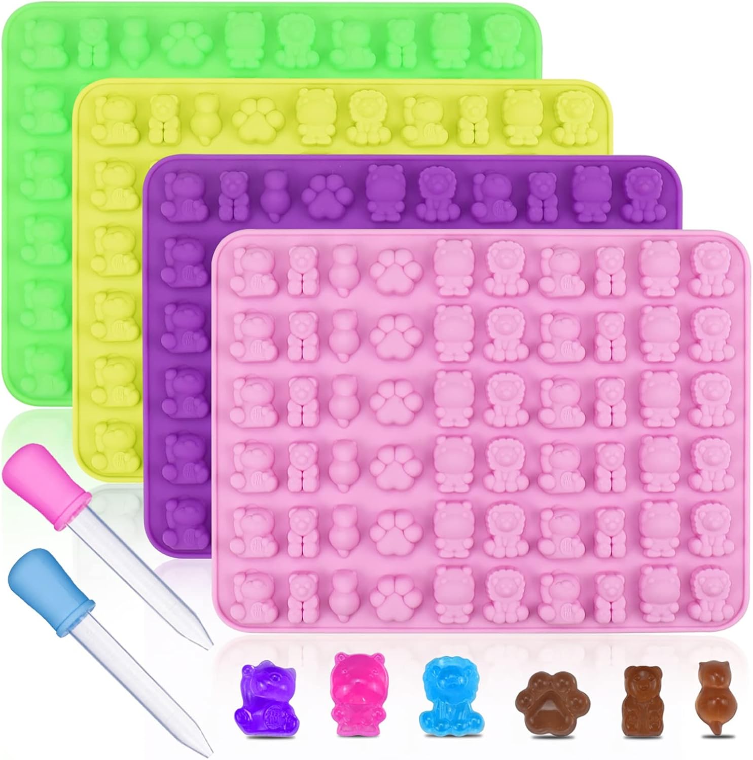 4 Pack Gummy Bear Candy Molds Silicone 60 Cavity Chocolate