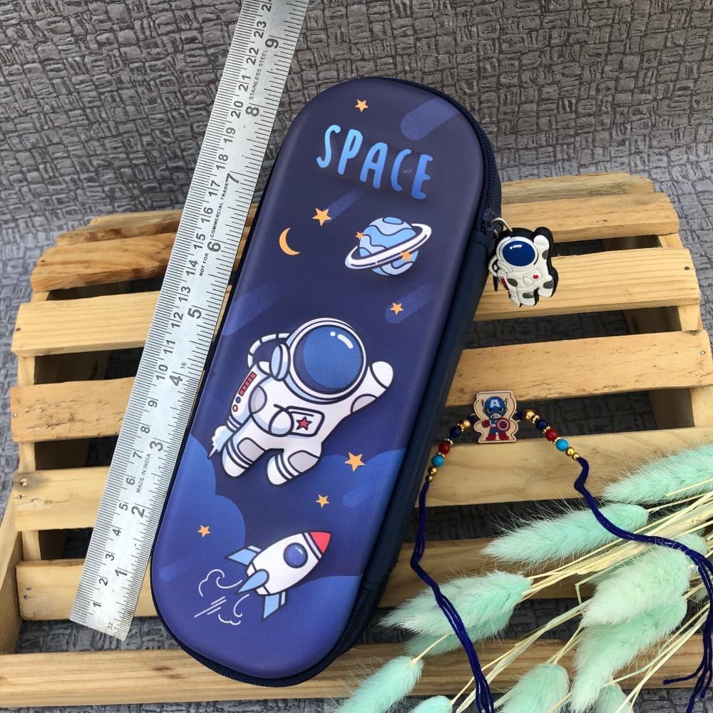 WireScorts Double Layer Space Pencil Case 3D Cover Eva Space Astronaut Theme Large Capacity Pencil Pouch Multifunctional Stationery Organizer for School - (Double Layer Space - Blue) - Image 9 thumbnail