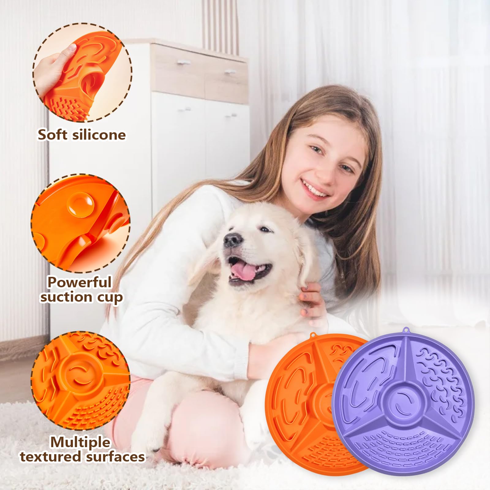 2 Pezzi Tappetino Leccare Cane, Tappetino da Leccare per Cani e Gatti con Ventose per Alleviare L'ansia per Burro Yogurt Arachidi