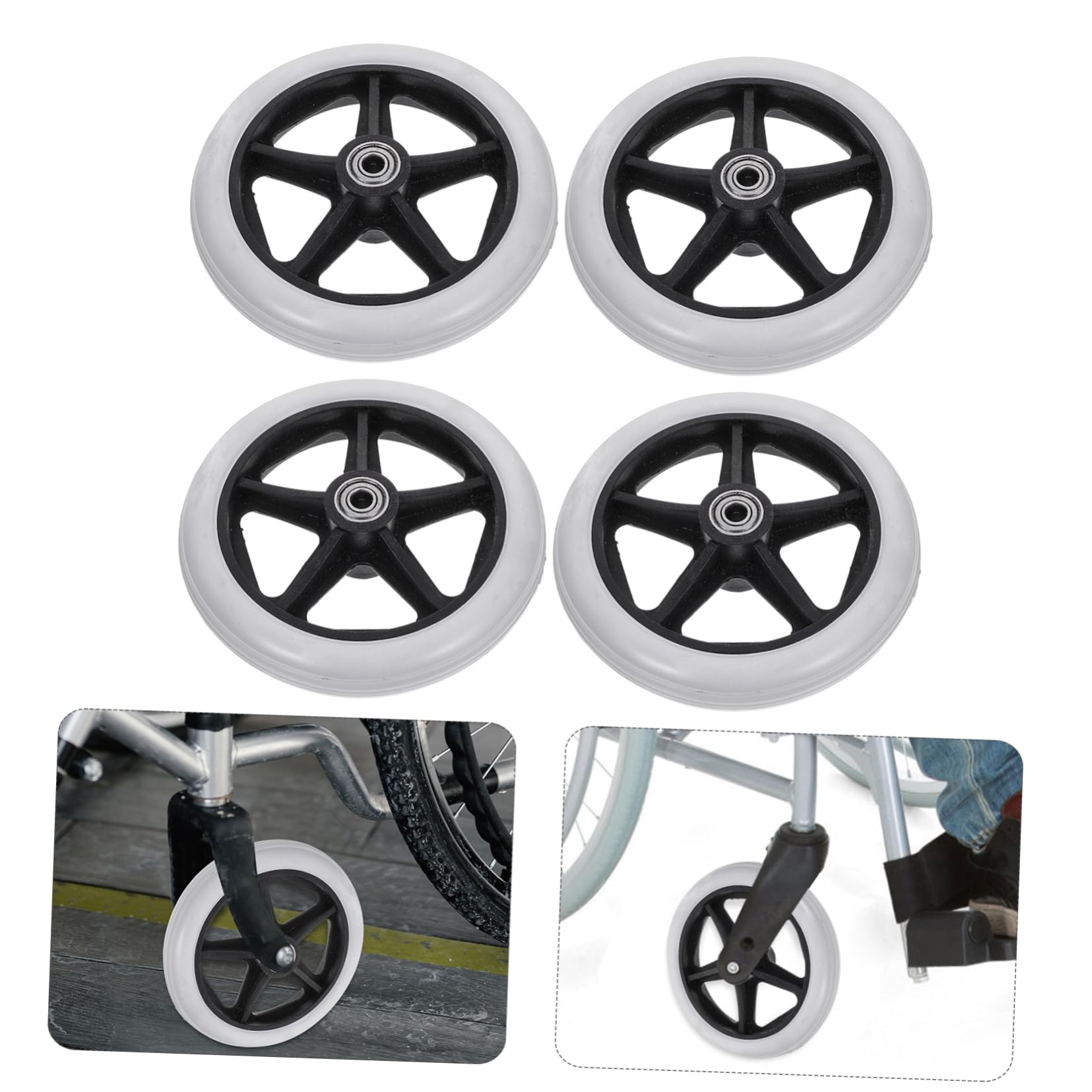 Homoyoyo Ruedas Delanteras para Silla de Ruedas 4 Piezas Repuesto Material Abs y Acero para Uso Interior y Exterior Rodamiento Ligero y Resistente