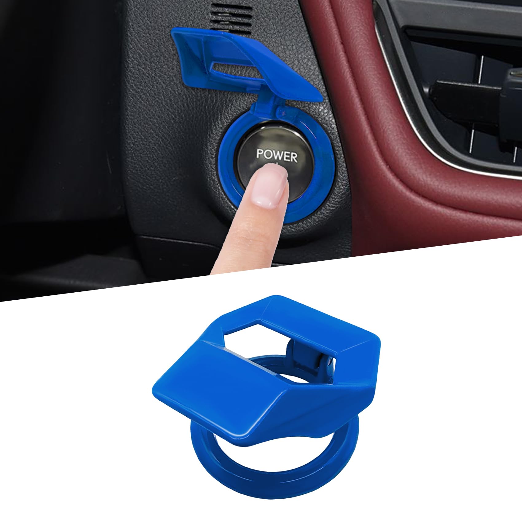 Car Engine Start Stop Button Cover Push Start Button Cover Zinc Alloy Car Power Control Trim Auto Blue