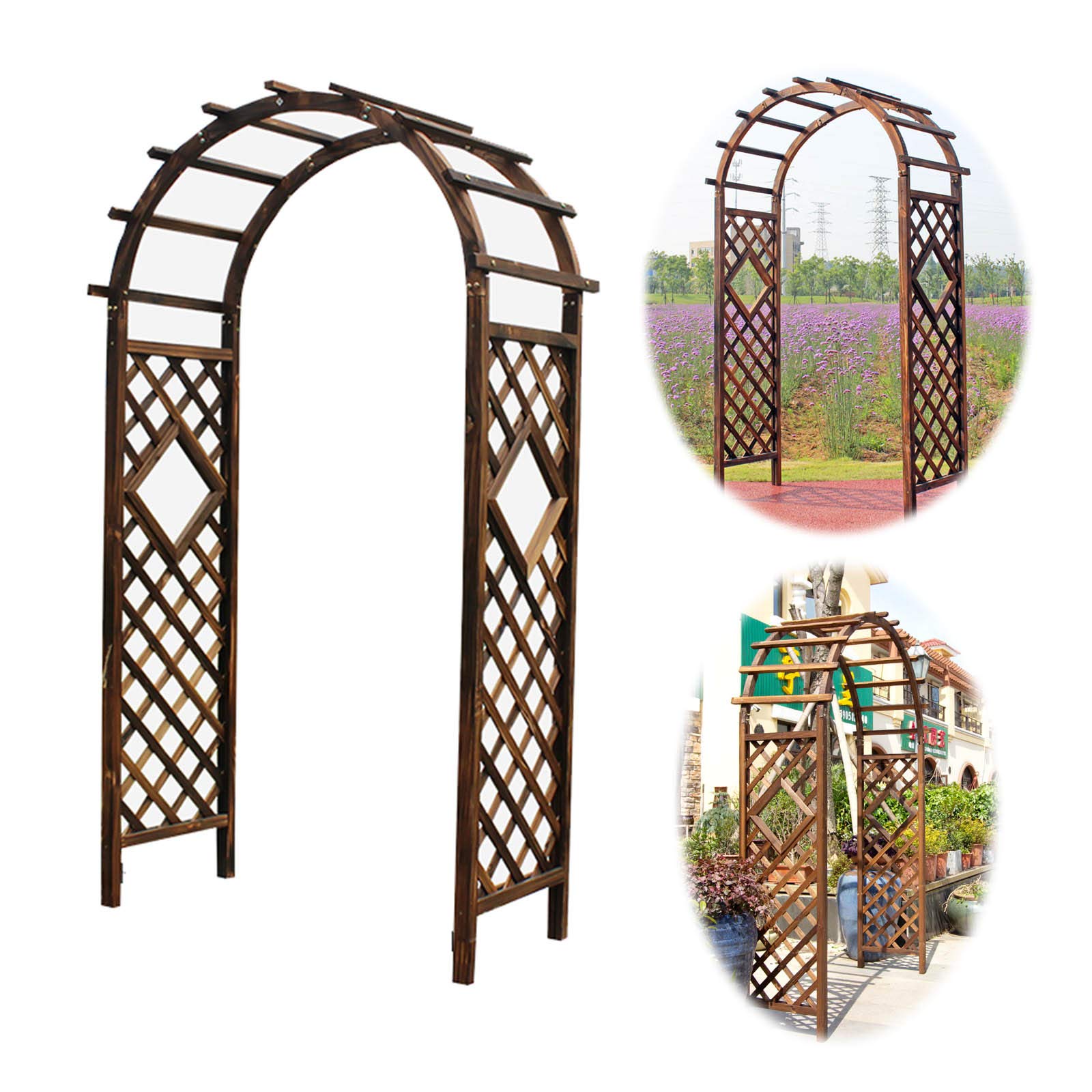 Metalowy łuk ogrodowy, pergola, altana, drewniany łuk ogrodowy, do domu, ogrodu, na ceremonię na zewnątrz, łuk ślubny, dekoracja kwiatowa, pergola, na zewnątrz, na patio, naturalna