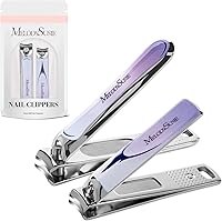 MelodySusie 2-in-1 Nail Clippers Set for Thick Toenails & Fingernails - Ultra-Sharp Carbon Steel, Curved Blade, Rust-Resistant, Purple