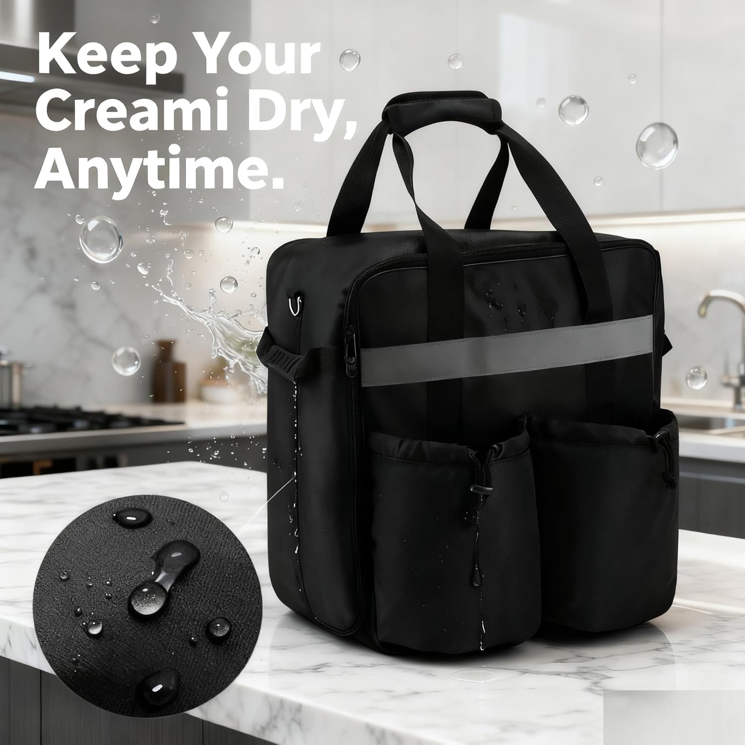 Waterproof Carrying Bag for Ninja Swirl by CREAMi NC701, Portable Travel Storage Bag Case for CREAMi Ice Cream Maker, Side Opening for Easy Access to Machine, Perfect Gifts for Ice Cream Lover - Image 8