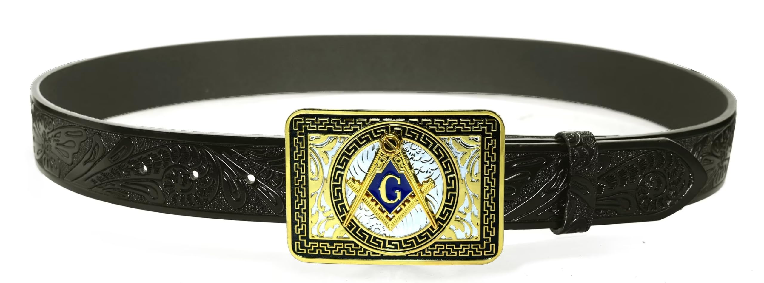 GURANSE Masons Emblem Belt Buckle With Golden Border Acanthus Flower Western Cowboy Style (Masons Emblem)