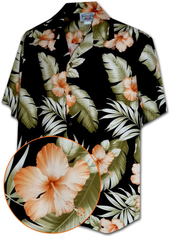Pacific Legend Hawaiian Shirts with Orange Hibiscus