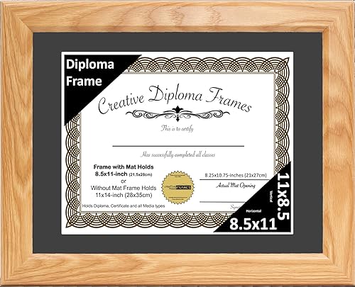 Vista 39 de Creative Picture Frames Marco de diploma con acabado de roble de 8 x 10 pulgadas, con caballete de vidrio negro y colgadores de pared instalados