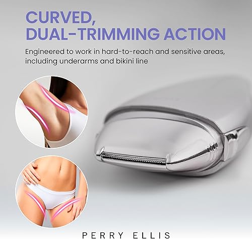 Miniatura 7 de Perry Ellis Elegant Leaf - Cortadora de bolsillo para el cuidado del cuerpo, cortadora de pelo eléctrica inalámbrica para mujeres, doble acción de