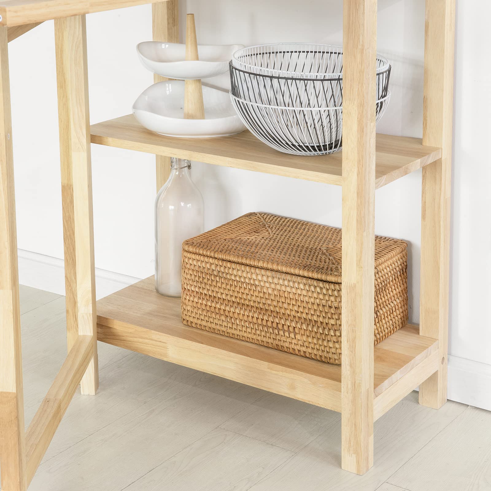SoBuy Klappbarer Esszimmertisch mit 4-stufigem Seitenregal, 98x126x60cm