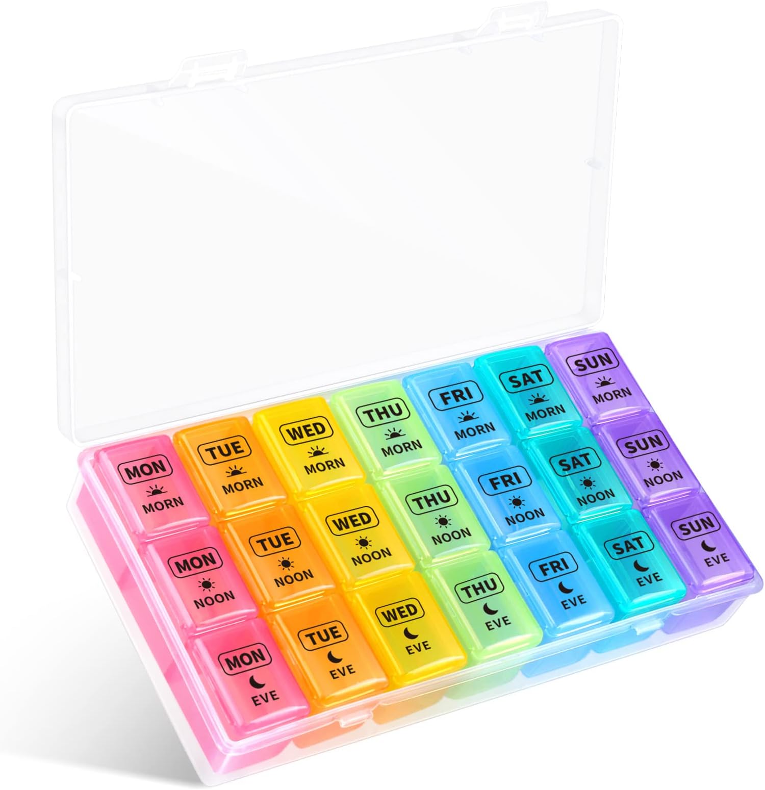 Weekly Pill Organiser, Pill Box 7 Day 3 Times a Day with case, Portable Travel Tablet Organiser with 21 Large Compartments, for Vitamin Fish Oil Supplements Medication