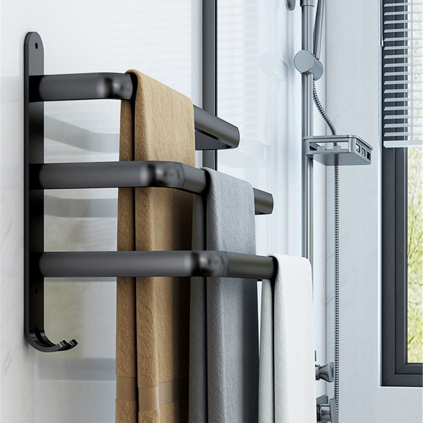 Porte-serviettes 3 niveaux noir : le confort d'un spa chic dans votre salle de bain