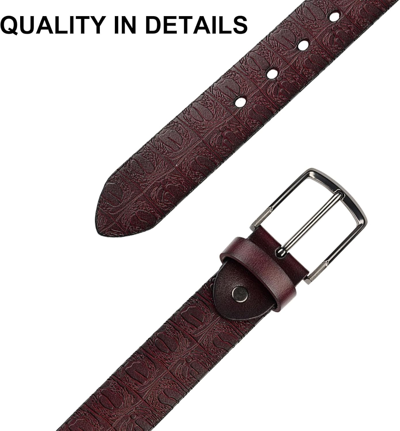 Bighake Men's Genuine Leather Dress Belt, Handmade Leather Jeans Belt for Men Work Business and Casual - Image 5