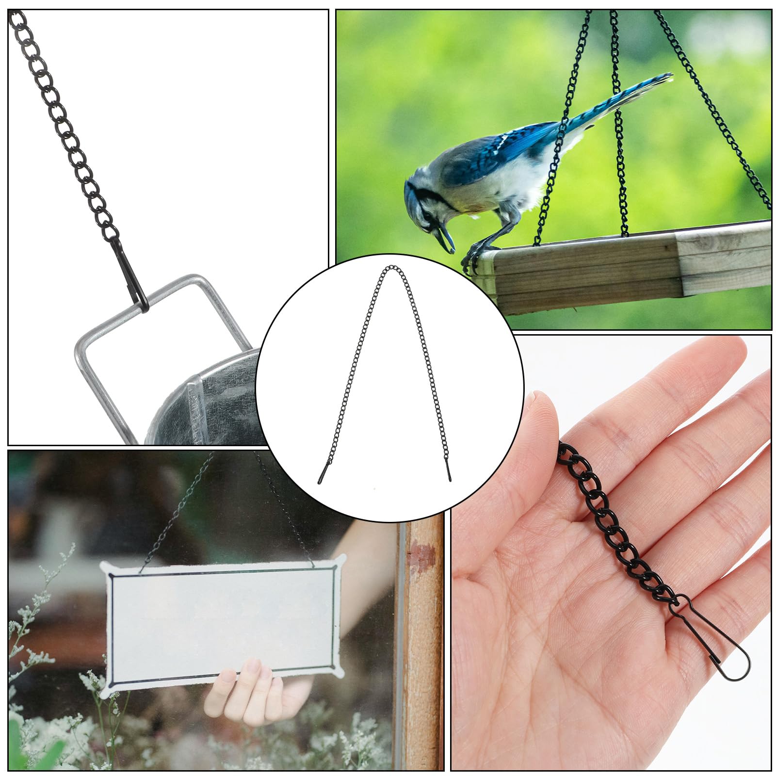 8 PCS Black Chain for Hanging Stained Glass 20 Inch Window Hang Chain to Hang Pictures with Hooks for Courtyards, Gardens, Outdoor Decoration, Walls, Decorative Art Chains — Amazon image 7