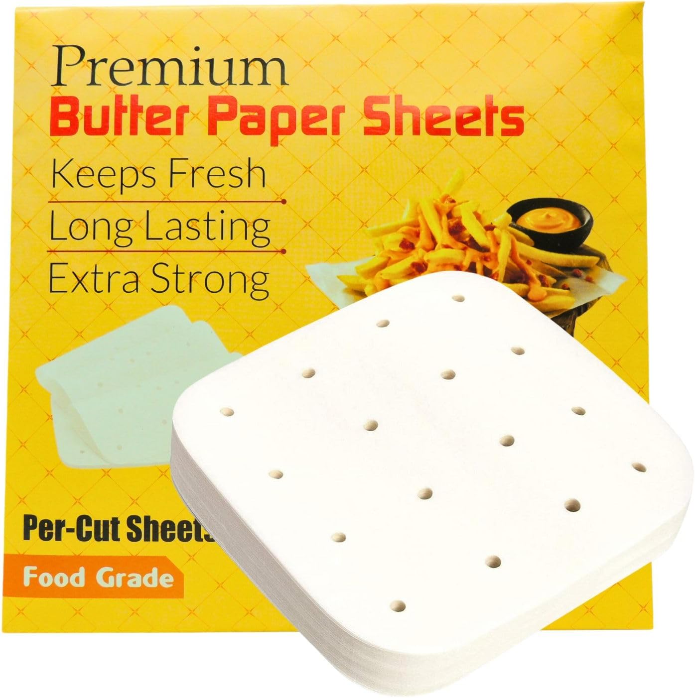 Air Fryer Parchment Paper/Butter Paper Compatible with All Types of Air Fryers (Shape: Square, Pack of 100)