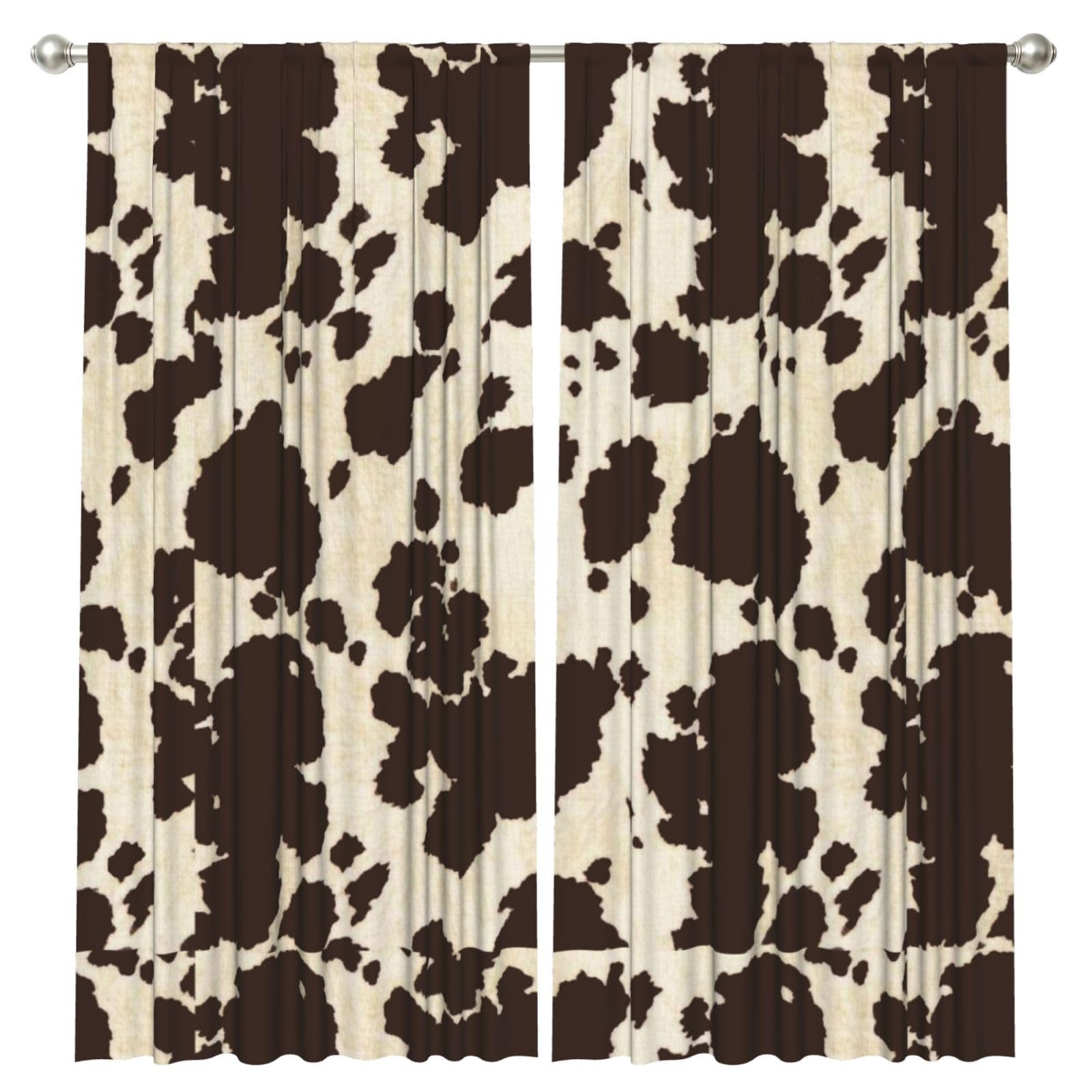 InOmak Milk Cow Print Cowhide, 2 Panels Window Curtains 52 x 84 Inch Blackout Curtains for Living Room Bedroom
