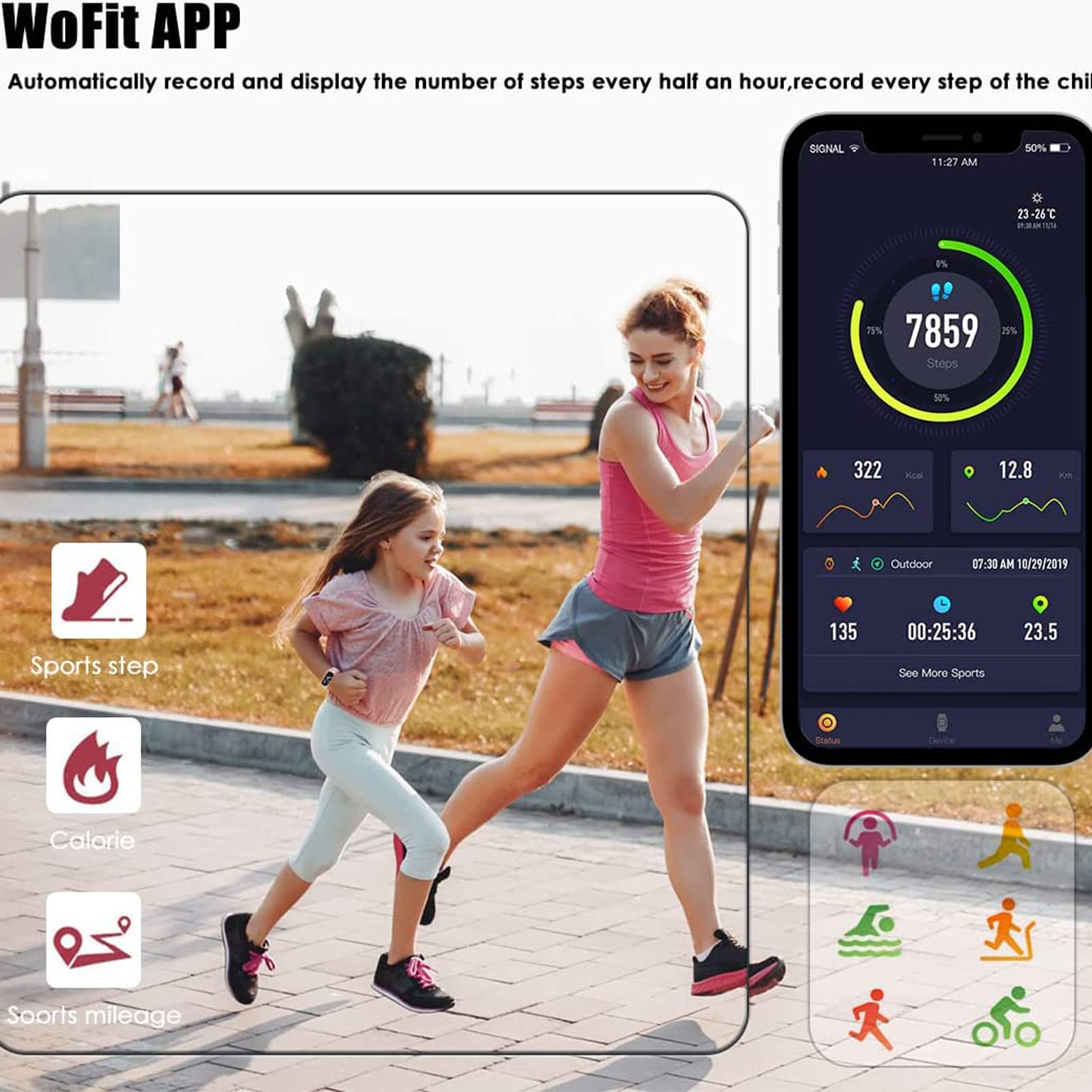 Wodoodporny smartwatch dla dzieci, dziewcząt, chłopców, nastolatków, monitor aktywności, krokomierz, monitor snu, budzik, monitor temperatury tlenu we krwi, opcjonalnie wielokolorowy