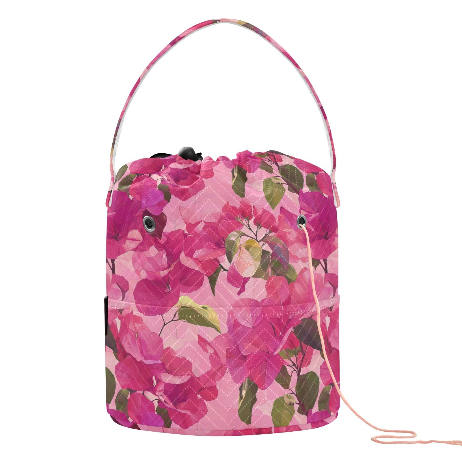 Yarn Storage Bag Small Crochet Bag Knitting Bag Organizer Bougainvillea Flowers Hotpink Yarn Bags for Crocheting Basket