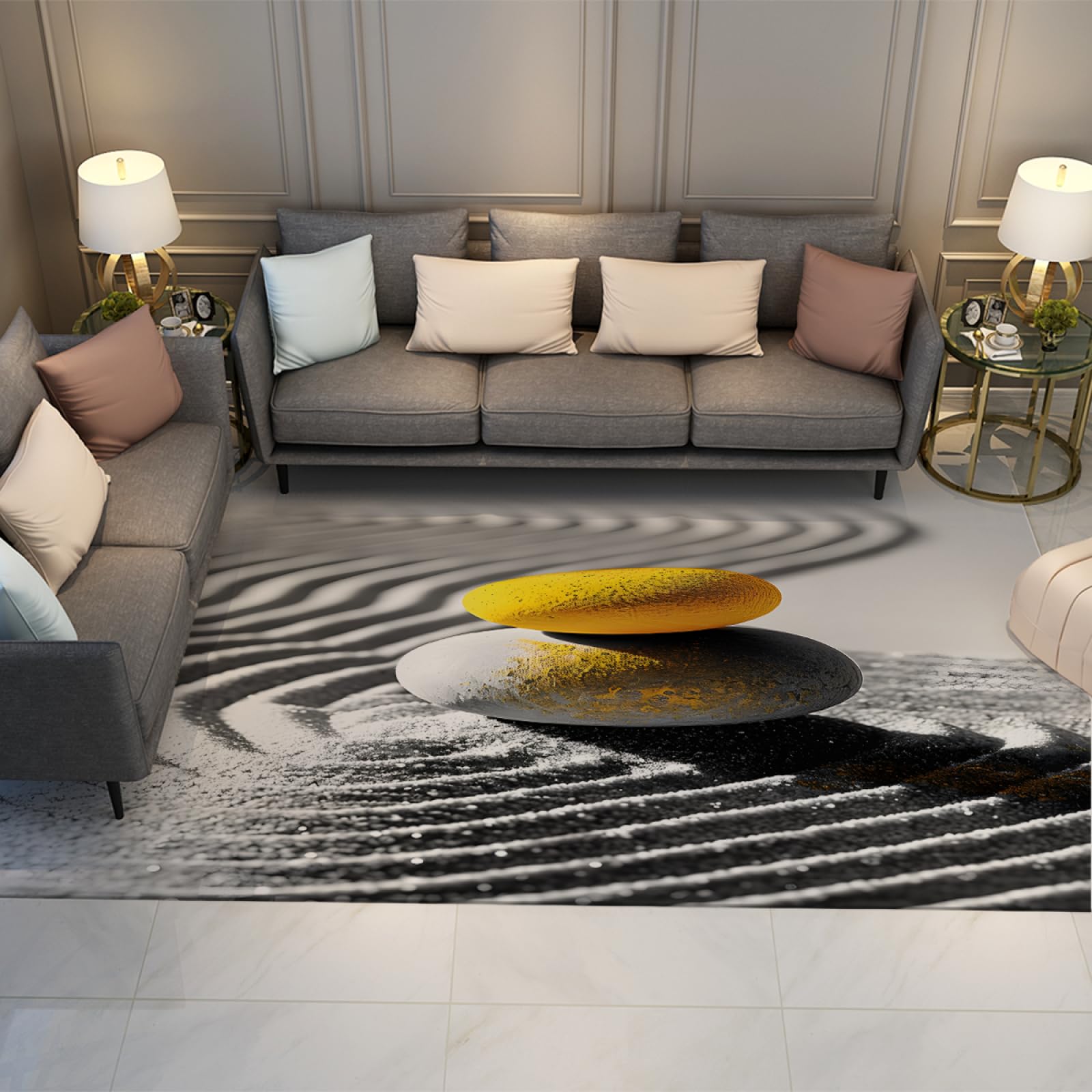 Tapis de couloir runner 120x200 tapis de sol de salon ovale pierre