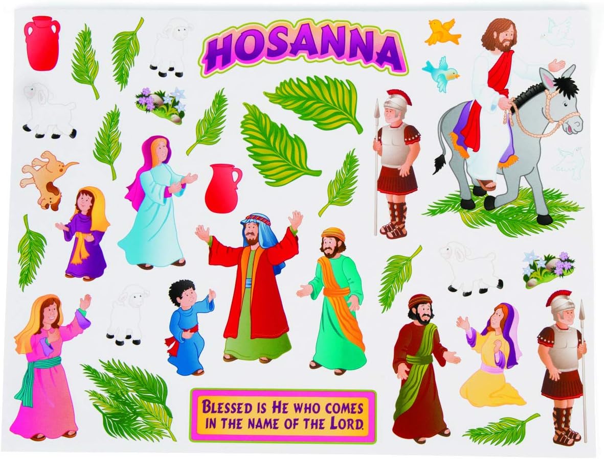 Fun Express - Hosanna Triumphant Sticker Scene for Easter - Stationery - Stickers - Make-a-Scene - Paper - 12 Pieces