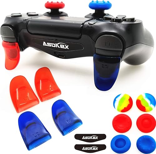 L2 R2 Triggers Ps4 (2 pares de extensores de gatillo, 6 empuñaduras de palanca, 2 pares de calcomanías de barra de luz LED) para controlador Ps4