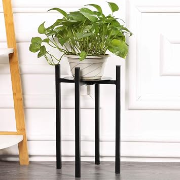 Sunnyglade Plant Stand Metal Potted Plant Holder Sturdy, Galvanized Steel Pot Stand with Stylish Mid-Century Design, Medium for Indoor, Outdoor House, Garden & Patio 15" High