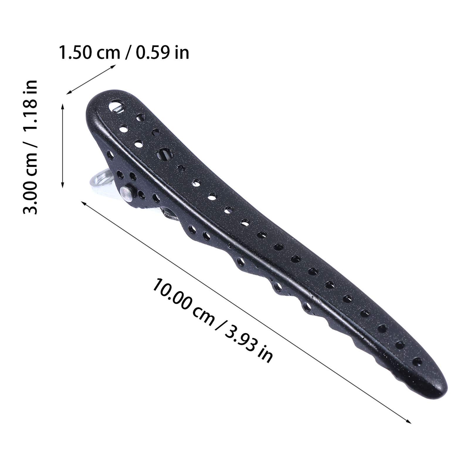 minkissy 6Pcs Metal Duckbill Hair Clips - 10cm Bill Hairpins Sectioning Clips with Holes Haircut Billed Hair Clips Duckbill Hair Clips for Salon Barber (Black) - Image 2