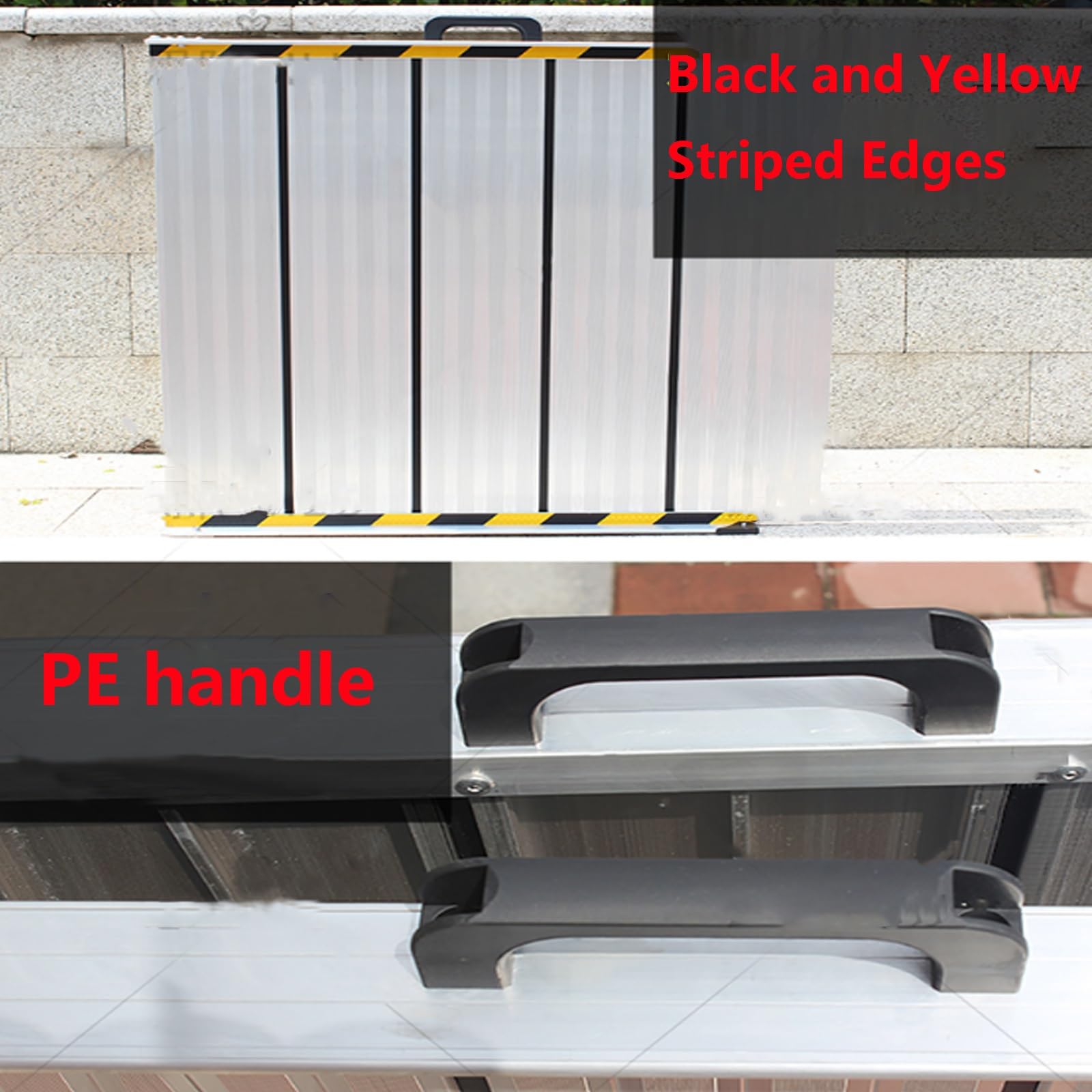 Rampy do skuterów inwalidzkich, Rampa dla wózków inwalidzkich Składana 4 koła Aluminiowe antypoślizgowe schody Próg drzwi Wiele rozmiarów(262x75cm)