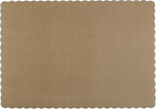Manteles individuales de papel, desechables, borde festoneado (marrón, 100)