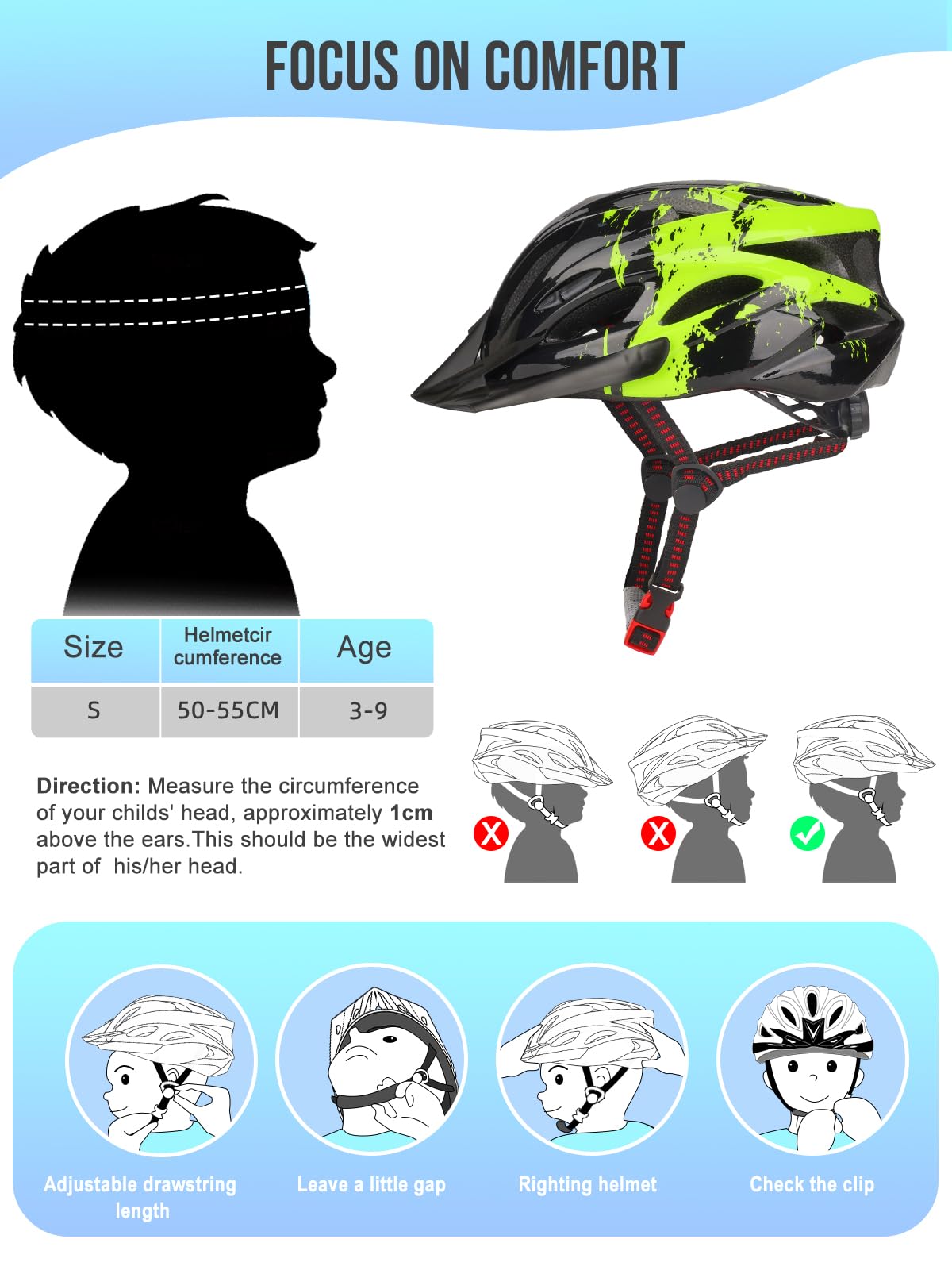 Casco per Bambini 50-59CM Bici Ragazzi Ragazze Visiera Scooter BMX Regolabile 5-15 Anni