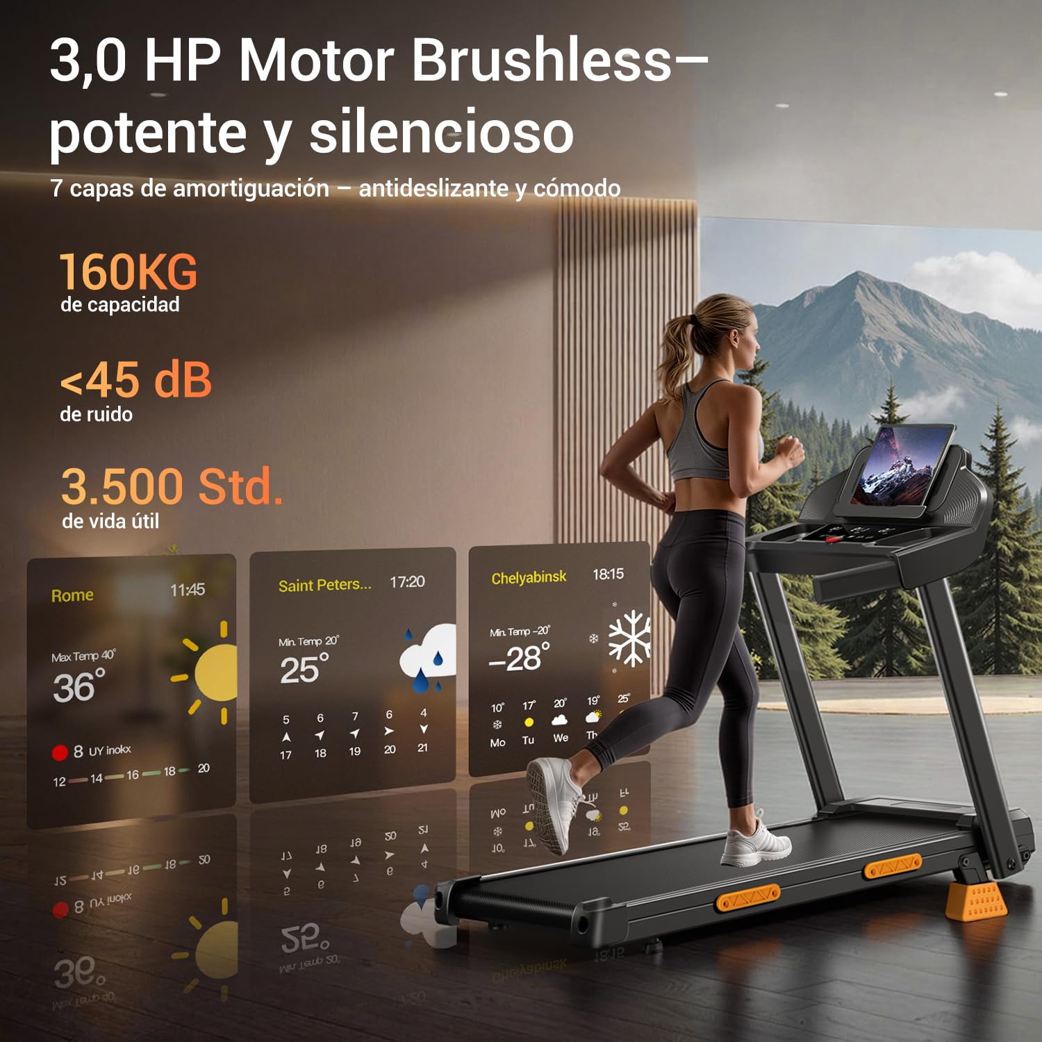 CURSOR 15% Cinta de Correr Plegable con Inclinación 12KM/H | Cinta de correr inclinable, cinta de correr doméstica con motor de 3,0 CV