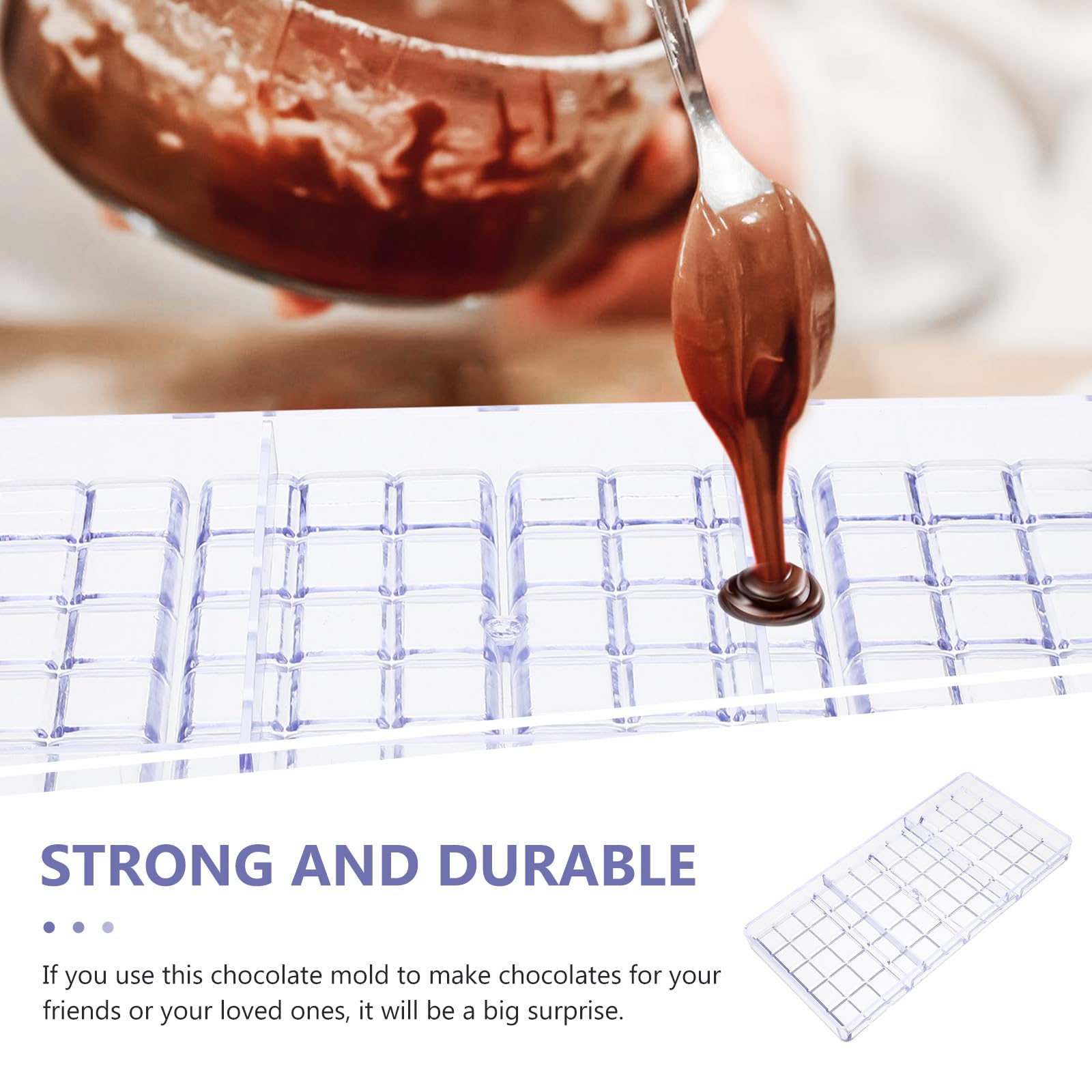 Stampo per Cioccolatini in Plastica Trasparente Forma a Griglia Lunga, Resistente All'usura e Facile da Usare, la Famiglia la Preparazione di Dolci