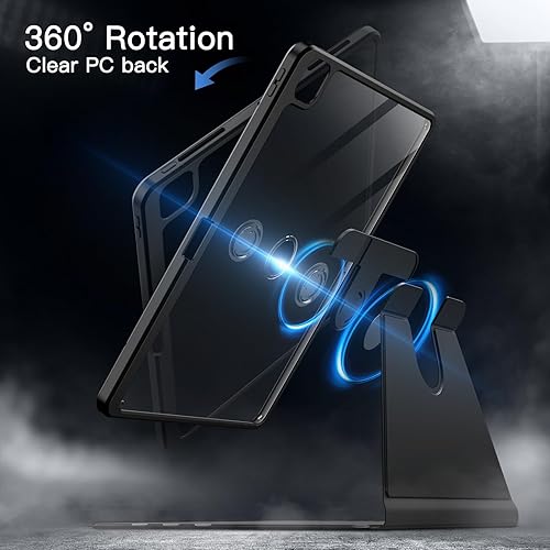 Miniatura 3 de JETech Funda giratoria para iPad Pro de 12.9 pulgadas (2022202120202018) con soporte para lápices, rotación de 360 grados, cubierta protectora de