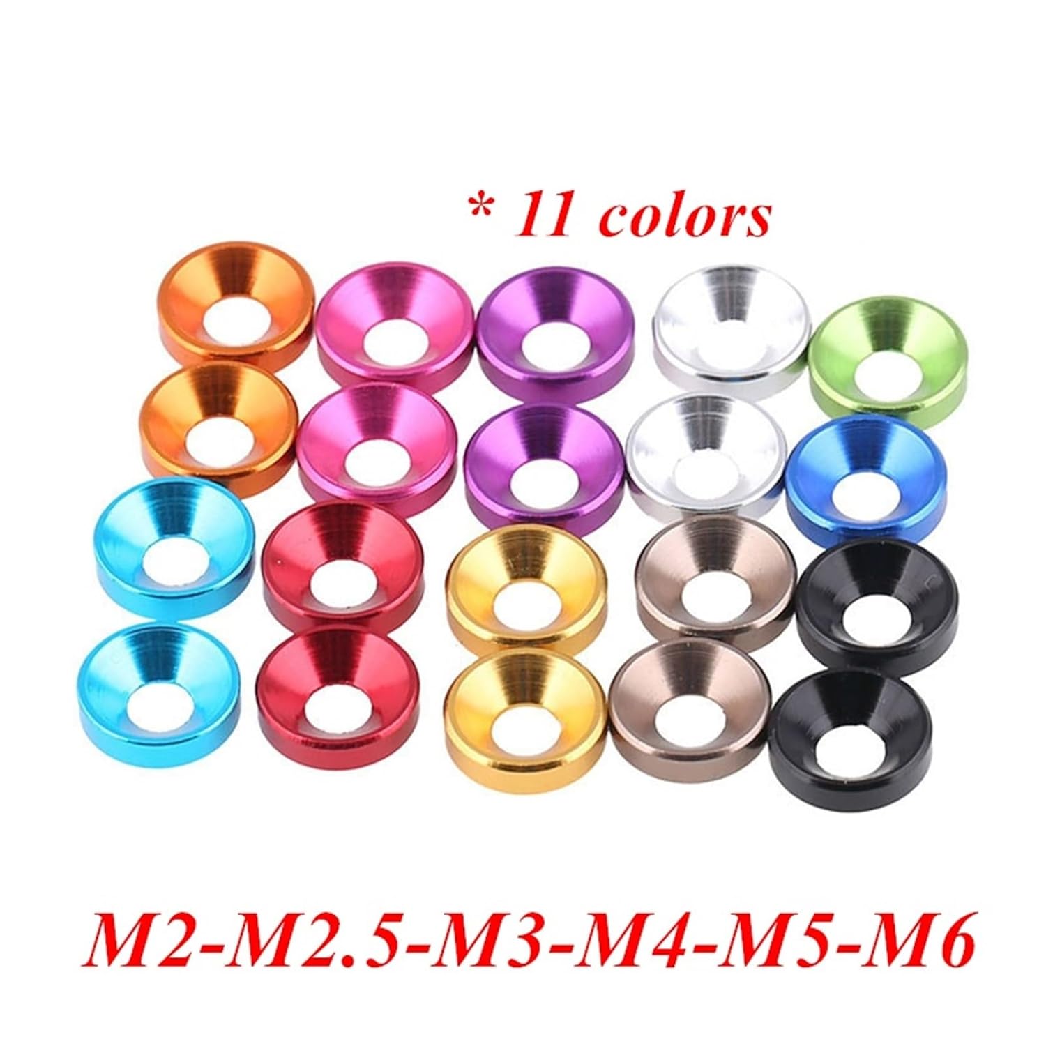 10pcs Aluminum Flat Washer M2 M2.5 M3 M4 M5 M6 Colorful Anodized Aluminum Washer Gasket for Countersunk Flat Head Screw Bolts(Pink,M4 10pcs)