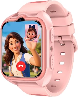 Orologio Smartwatch per Bambini, Smartwatch Bambini 1.75″ con Torcia LED, Posizionamento GPS, Videochiamate HD, Sveglia, Modalità Gioco, Contapassi, Messaggistica Vocale, Rosa