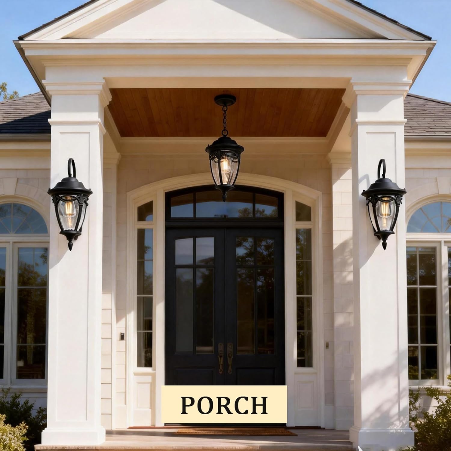Large Outdoor Wall Sconce Lights for House, Black Exterior Lighting Fixtures Wall Mount, Waterproof Outdoor Front Porch Light Fixture with Clear Glass for Porch, Patio, Garage