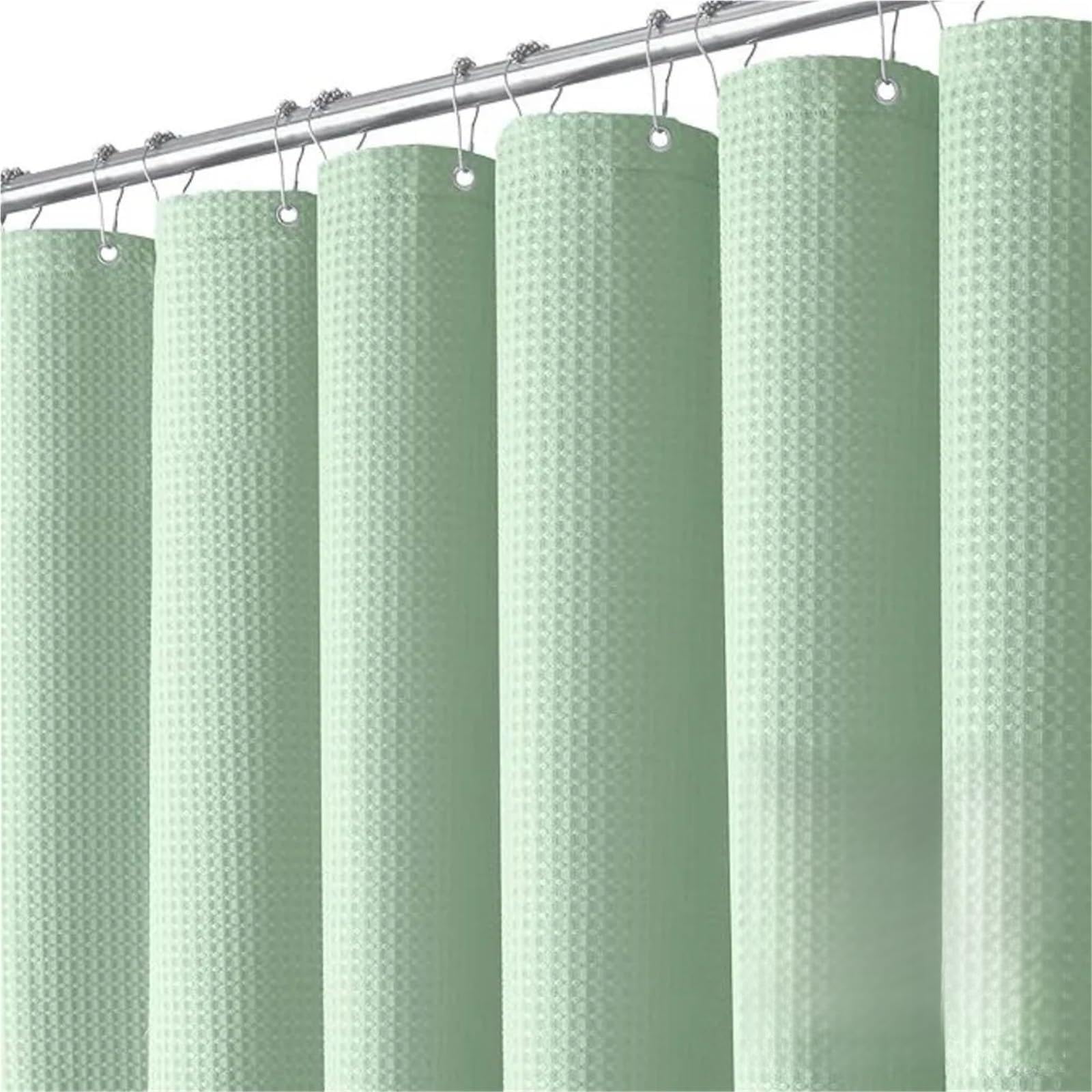Duschvorhang 2 Stück wasserdichter, Schlichter Waffel-Duschvorhang, einfarbig, Polyester mit Haken, Badezimmer-Trennwand
