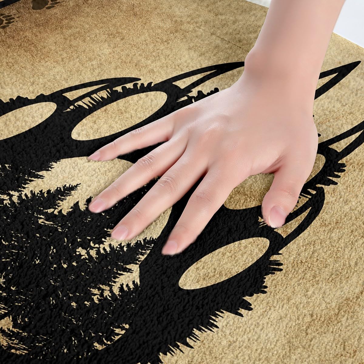 Feelyou Bear Paw Print Bath Mats for Bathroom Boys Nature Wildlife Bear Head Bathroom Rugs for Kids Wild Animal Btah Rugs for Shower Tub Natural Theme Brown Exotic Style Bathroom Accossories 20