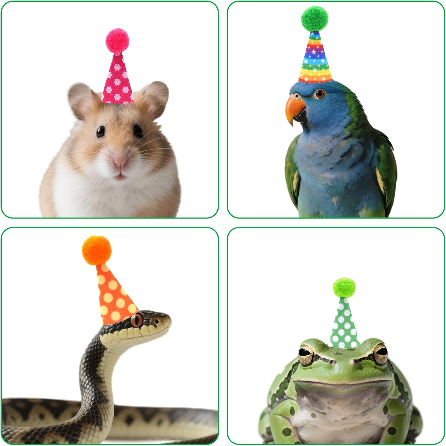 12 Pcs Mini Party Hats for Animal Figures Felt Tiny Birthday Party Hats with Pom Poms Little Resin Animal Toys Hat