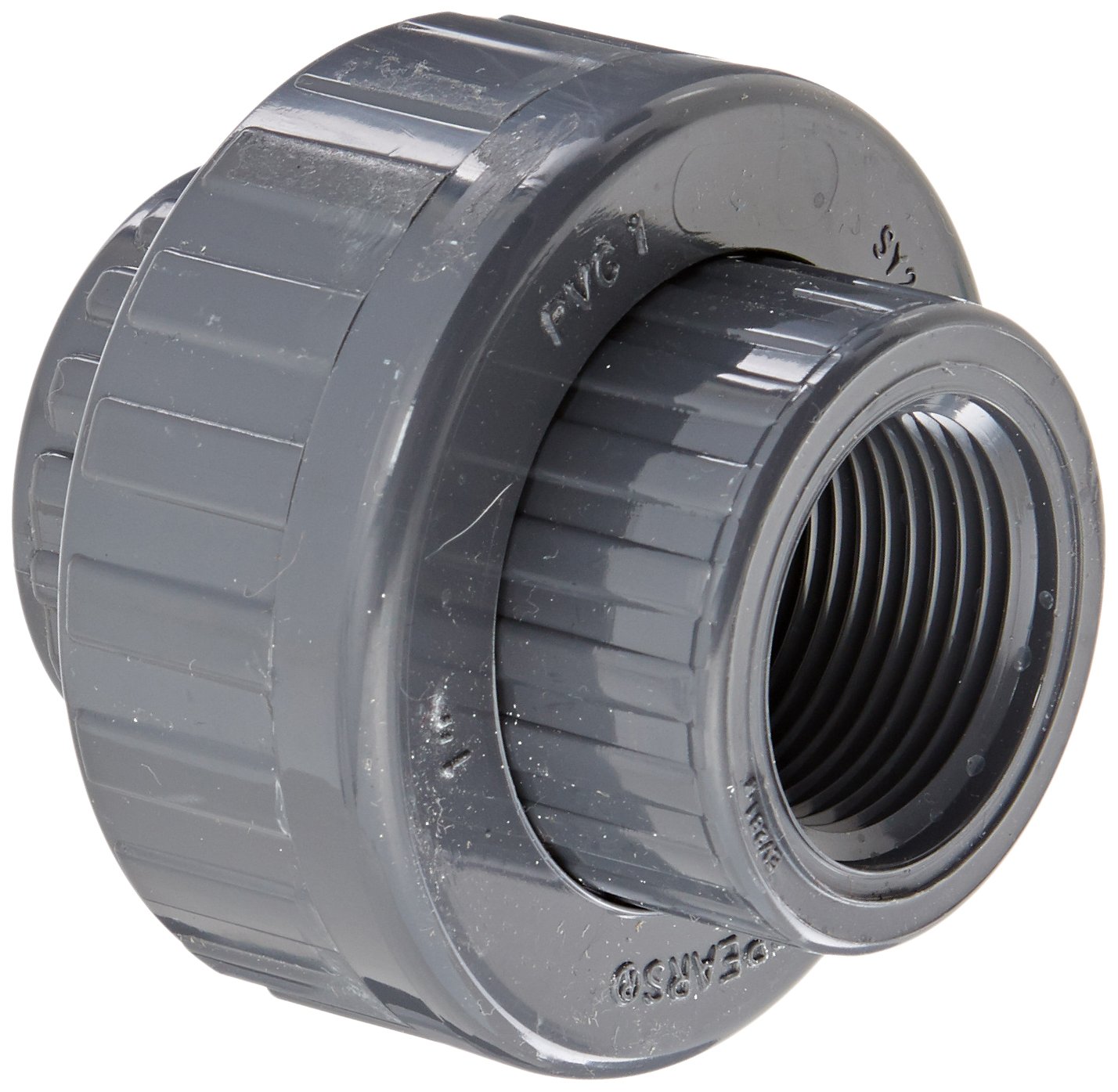 Spears 858 Series PVC Pipe Fitting, Union with Viton O-Ring, Schedule 80, 1" NPT Female