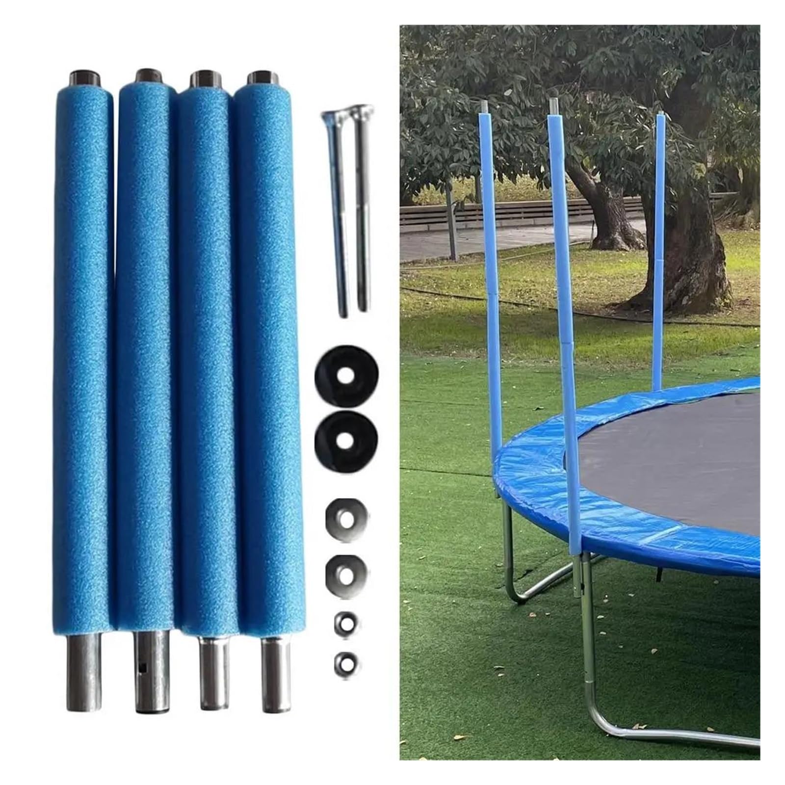 Colchoneta Recambio Exterior Trampolín Recinto De Repuesto De Trampolín Postes De Trampolín De Espuma Postes De Acero con Tornillos