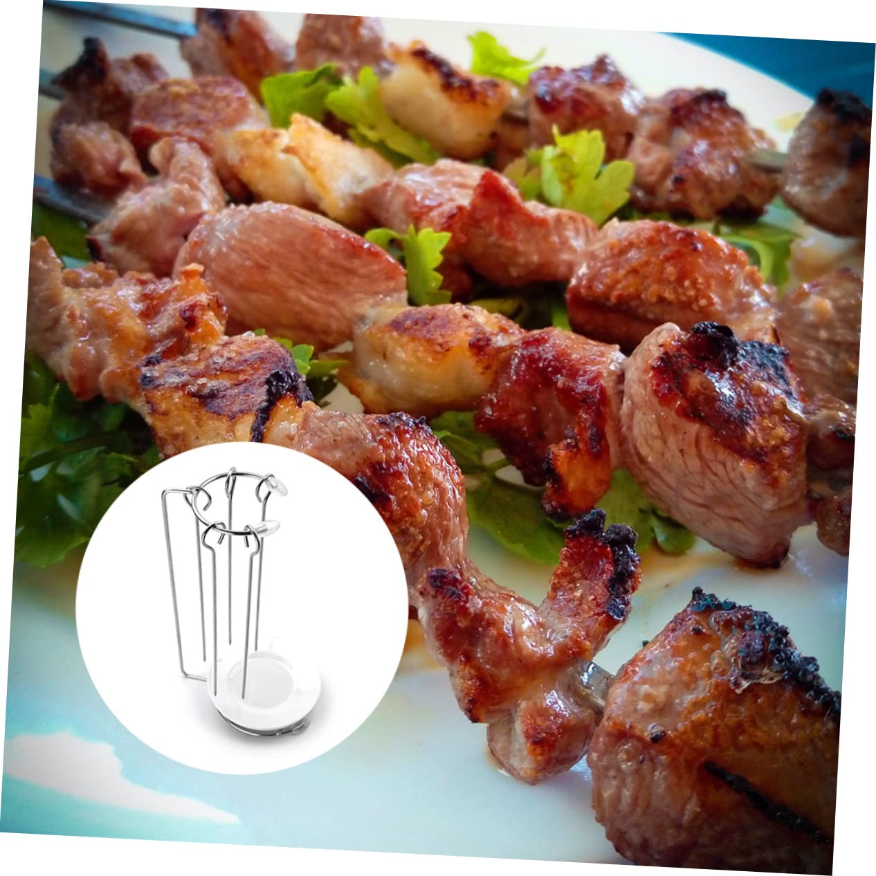 Stojak na kebaby ze stali nierdzewnej, pionowy grill do piekarnika i grilla na zewnątrz, trwałe akcesoria do grillowania dla idealnego grillowania i łatwego czyszczenia