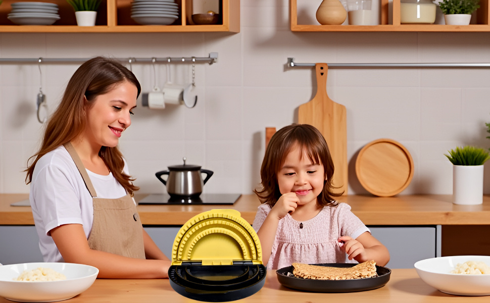 Machine à sceller et sertir 3 en 1 réglable pour tortilla – pour enveloppements de 15,2 cm, 20,3 cm, 25,4 cm – Machine à quesadilla avec plaques amovibles pour tacos, burritos, empanadas, samosas