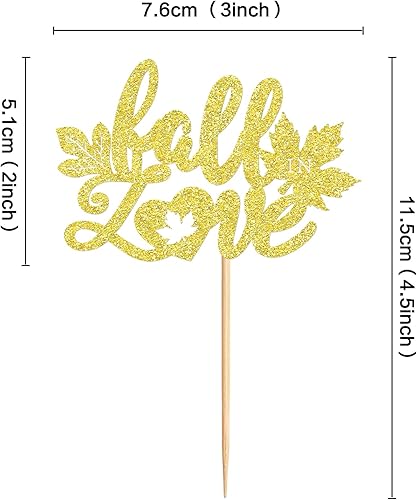 Miniatura 2 de Ercadio Paquete de 24 adornos para cupcakes con purpurina de otoño con hojas de arce enamoradas, para cosecha de otoño, temática de Nochede Acción