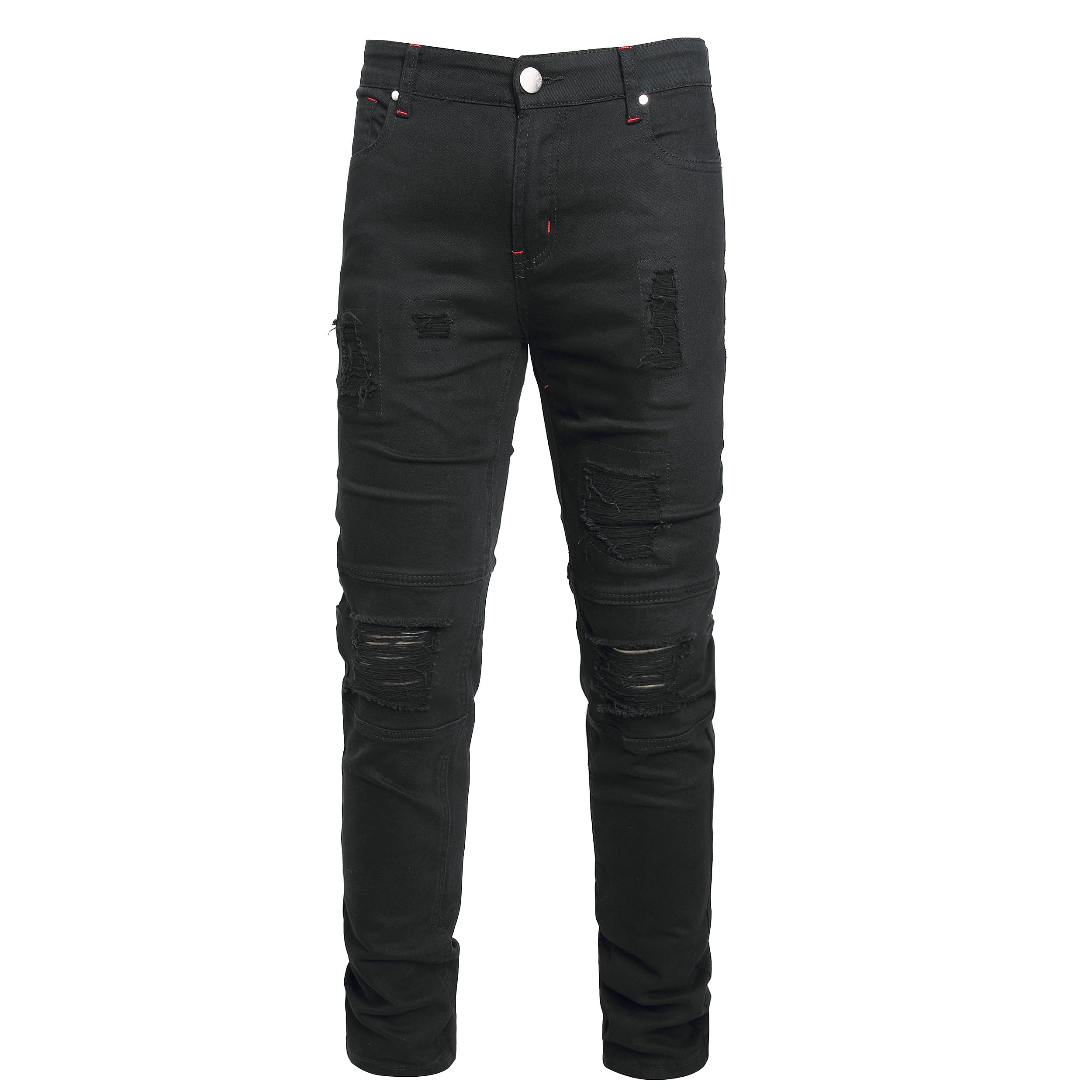 WJWLSKB Men's Slim Fit Ripped Distressed Jeans Stretch Comfort Flex Waist Skinny Denim Pants